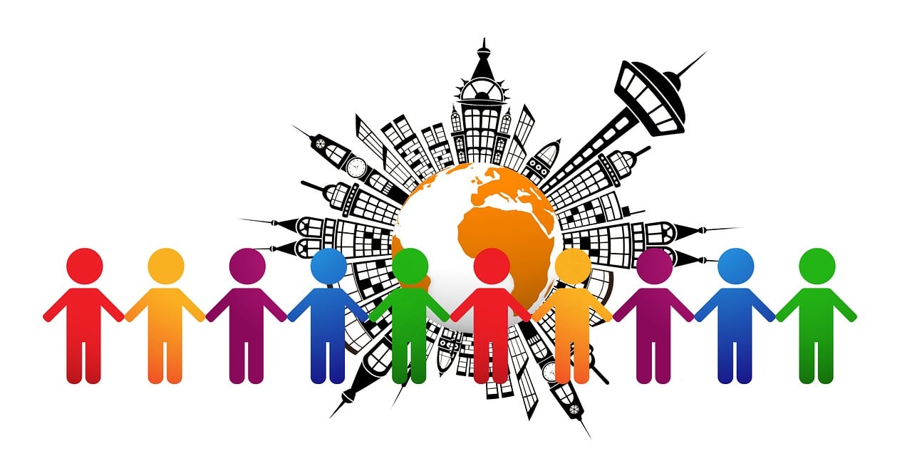 a blurry image of a blue and pink background