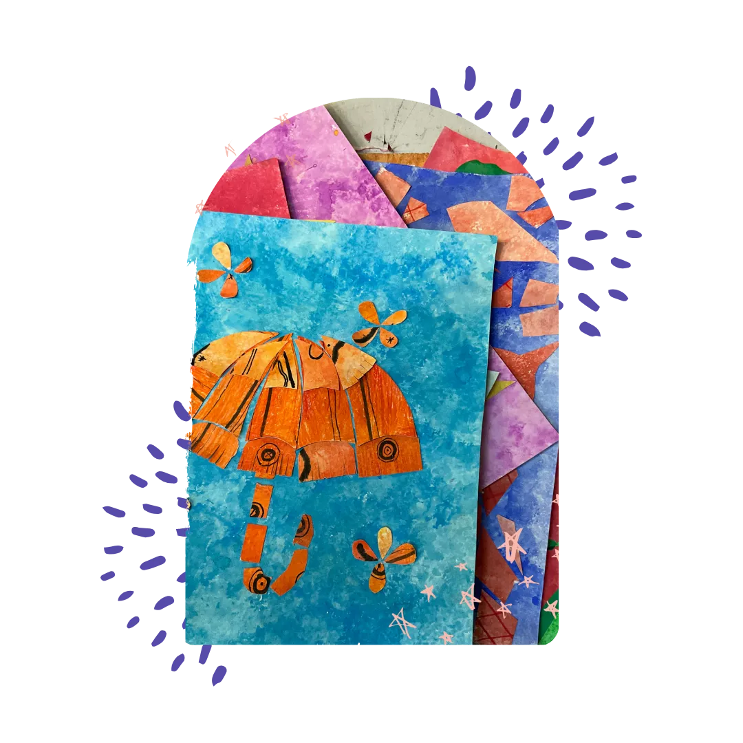 Färger i samspel, collage med inspiration av Pablo Picasso