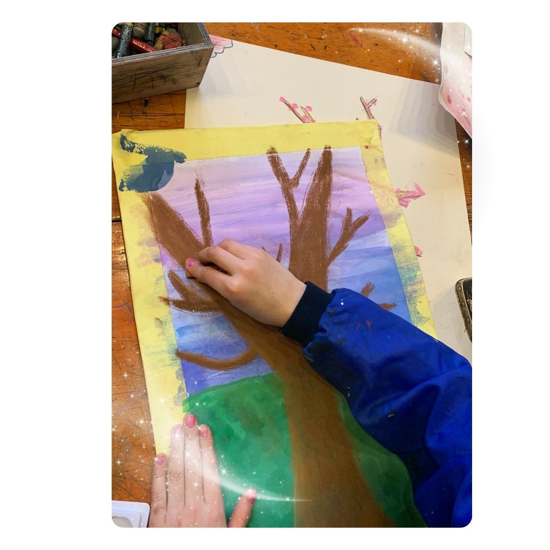 Blommande magi, körsbärsträd med marmorerade blommor