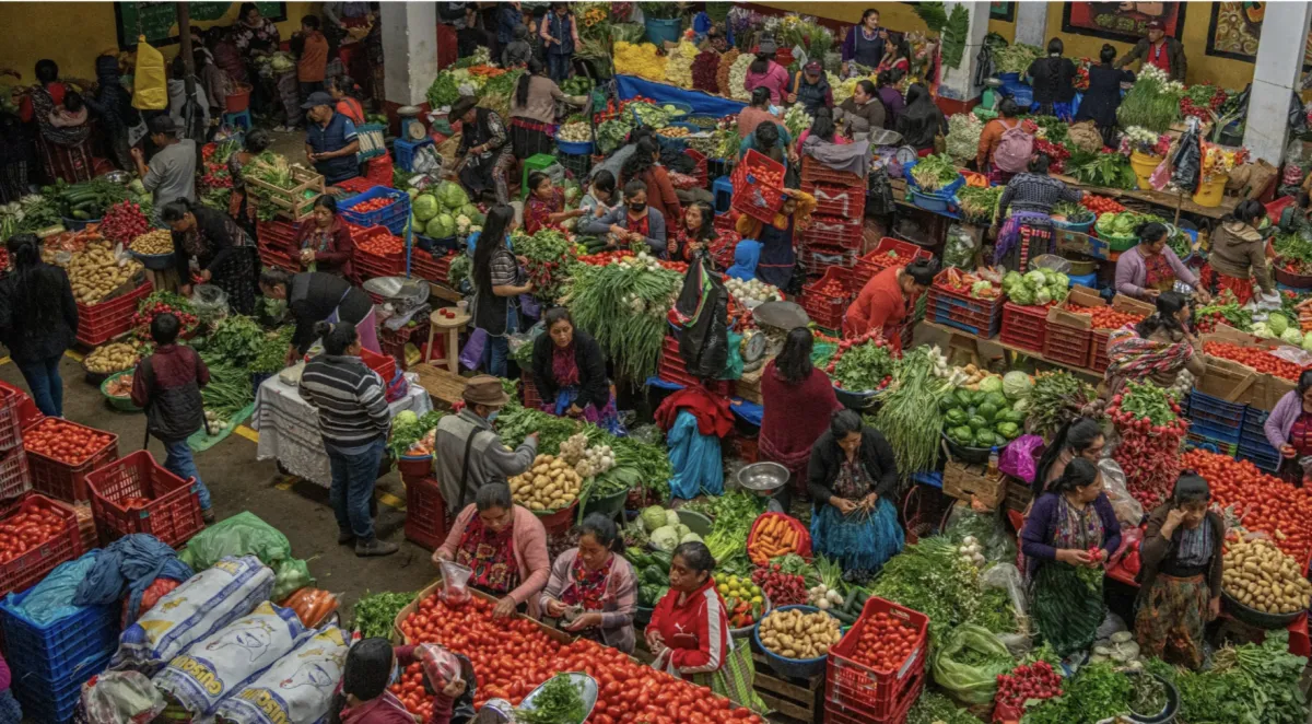 A lively market day in Chichicastenango in the Quiché department Guatemala