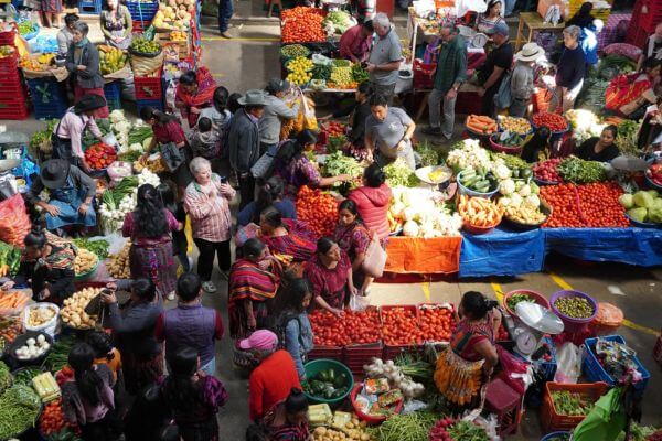 A lively market day in Chichicastenango in the Quiché department Guatemala
