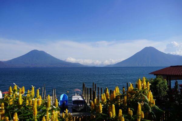 Lake Atitlan in the Guatemalan Highlands, with the mountains on the background