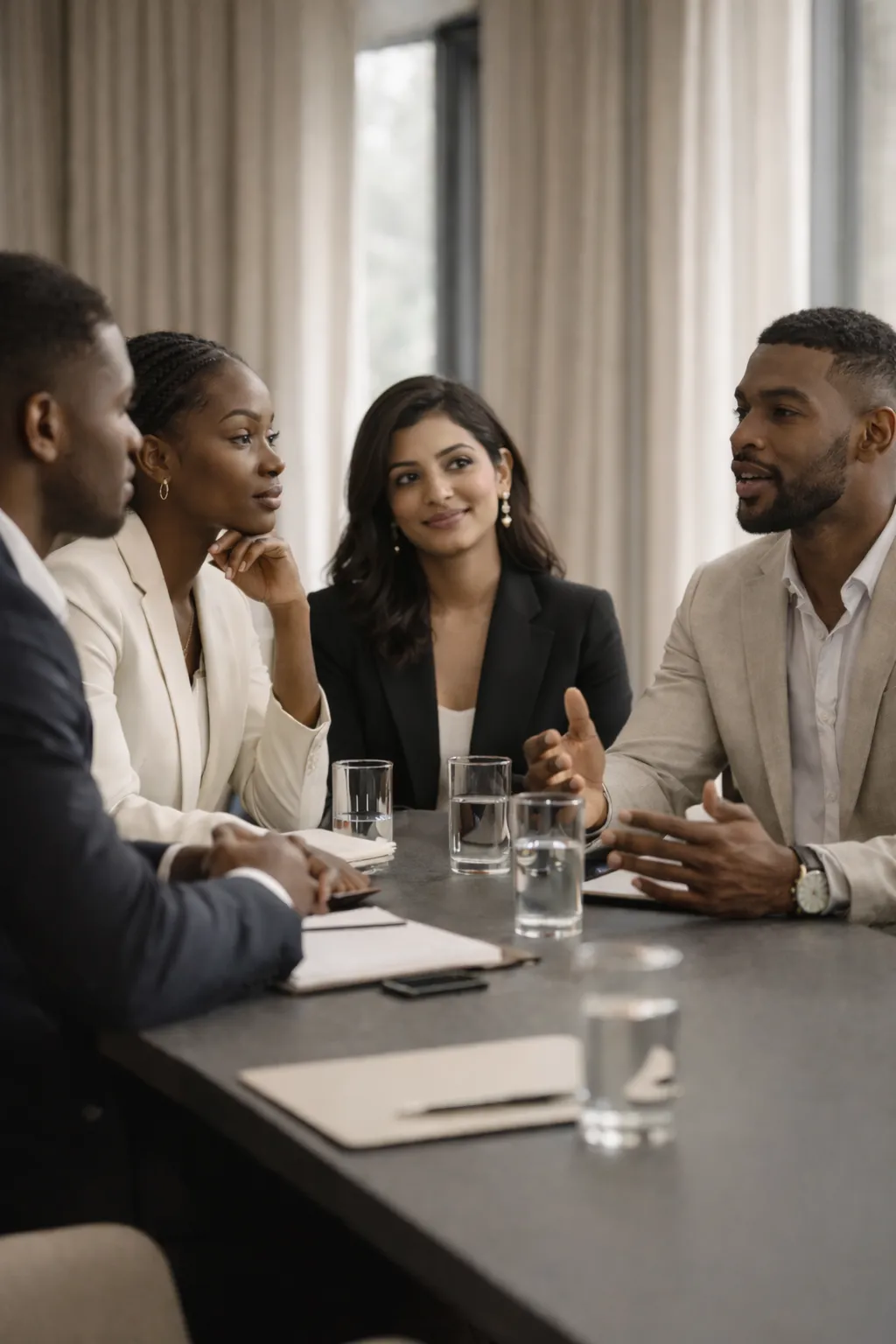 Team discussion around conference table