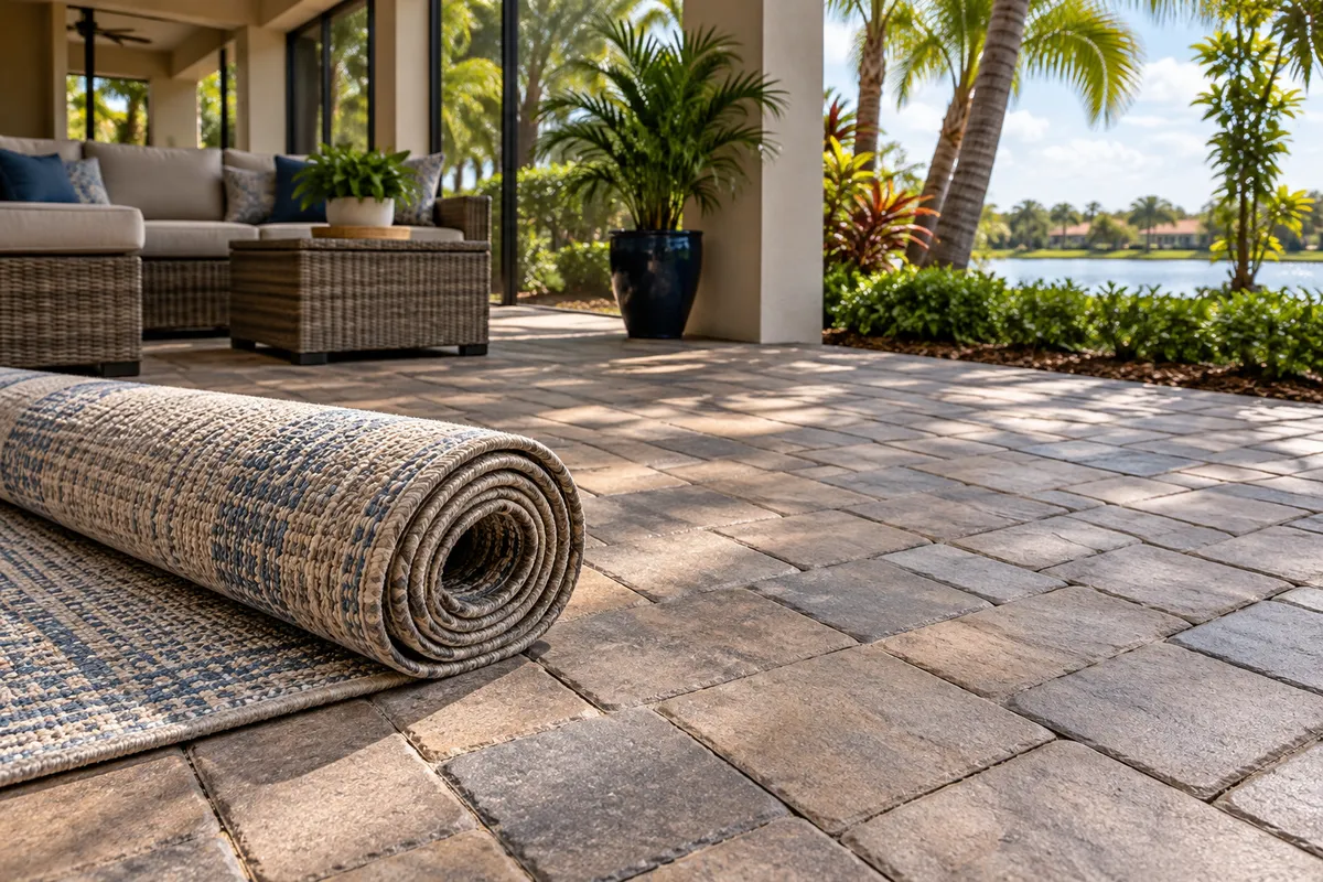 Outdoor Rugs on Sealed Pavers: What to Check — illustrative paver-care scene