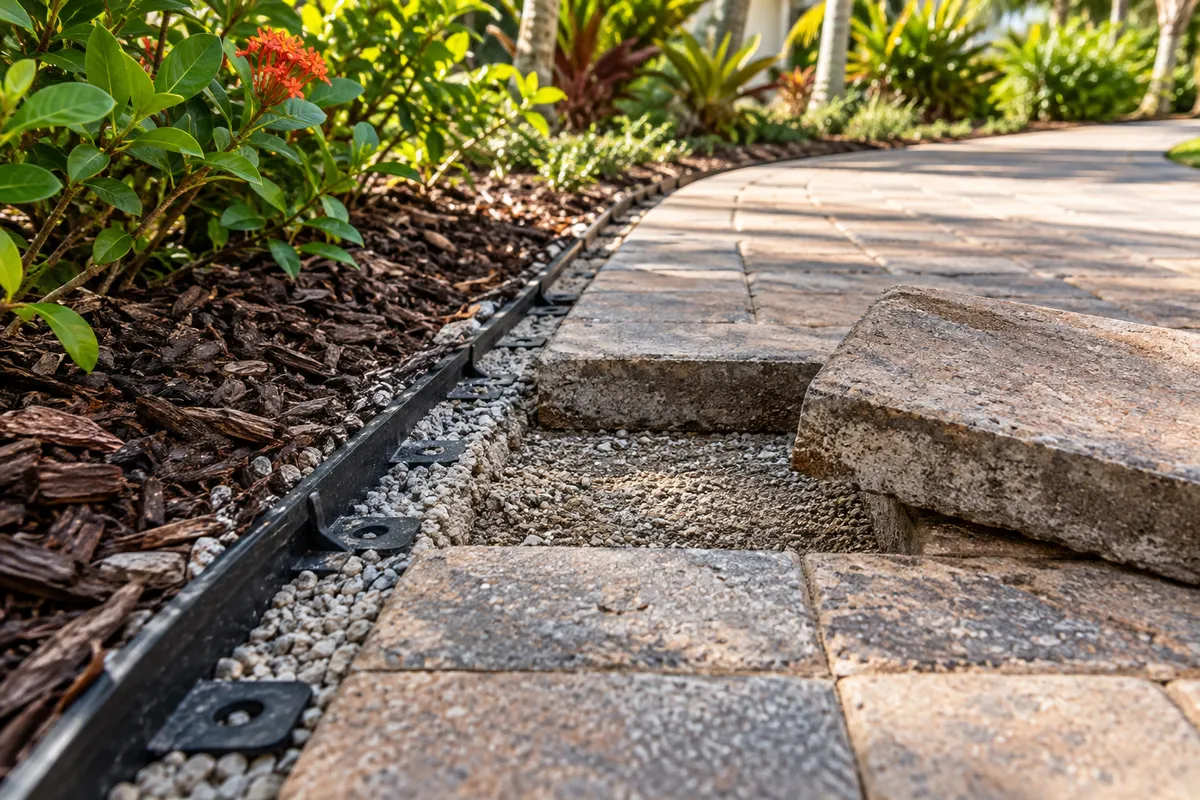 Loose Paver Borders: Why Edge Restraint Matters — illustrative paver-care scene