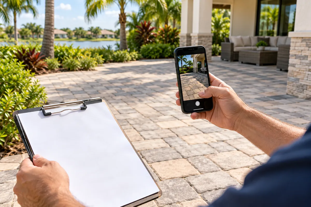 Keep a Paver Maintenance Record That Helps Resealing — illustrative paver-care scene