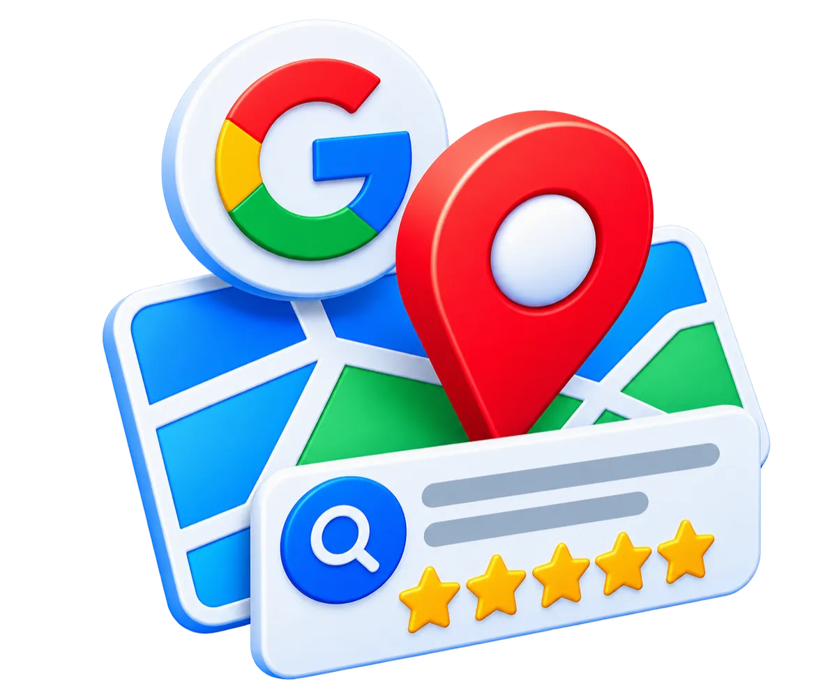 - Ready to Get Found: 3D local search icon representing Google search, maps, reviews and local business visibility
