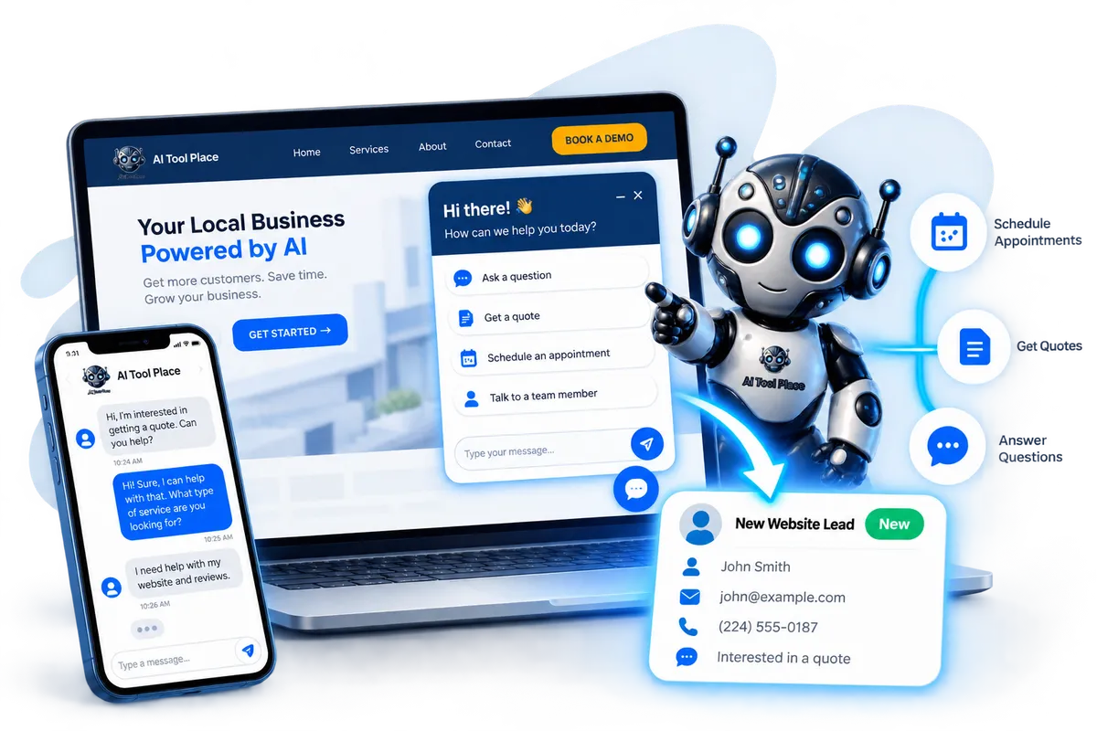 AI Tool Place website chat turning website visitors into leads through real-time customer conversations