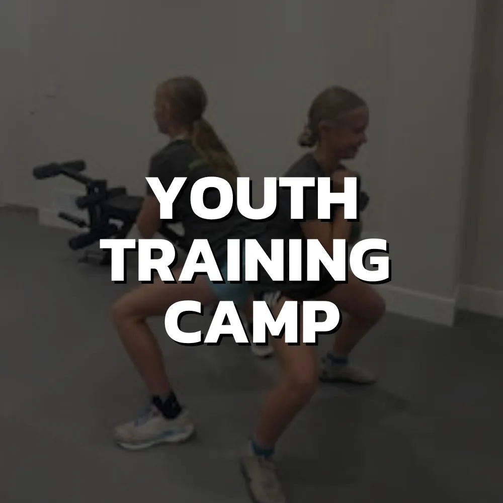 Youth fitness training camp in gilroy ca with coach leading kids strength and conditioning workout