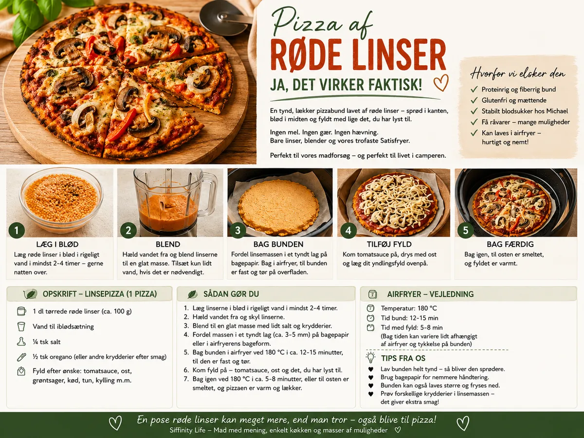 Pizza af røde linser