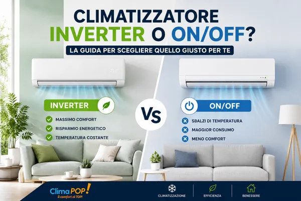 immagine che spiega la differenza fra climatizzatore inverter o on/off