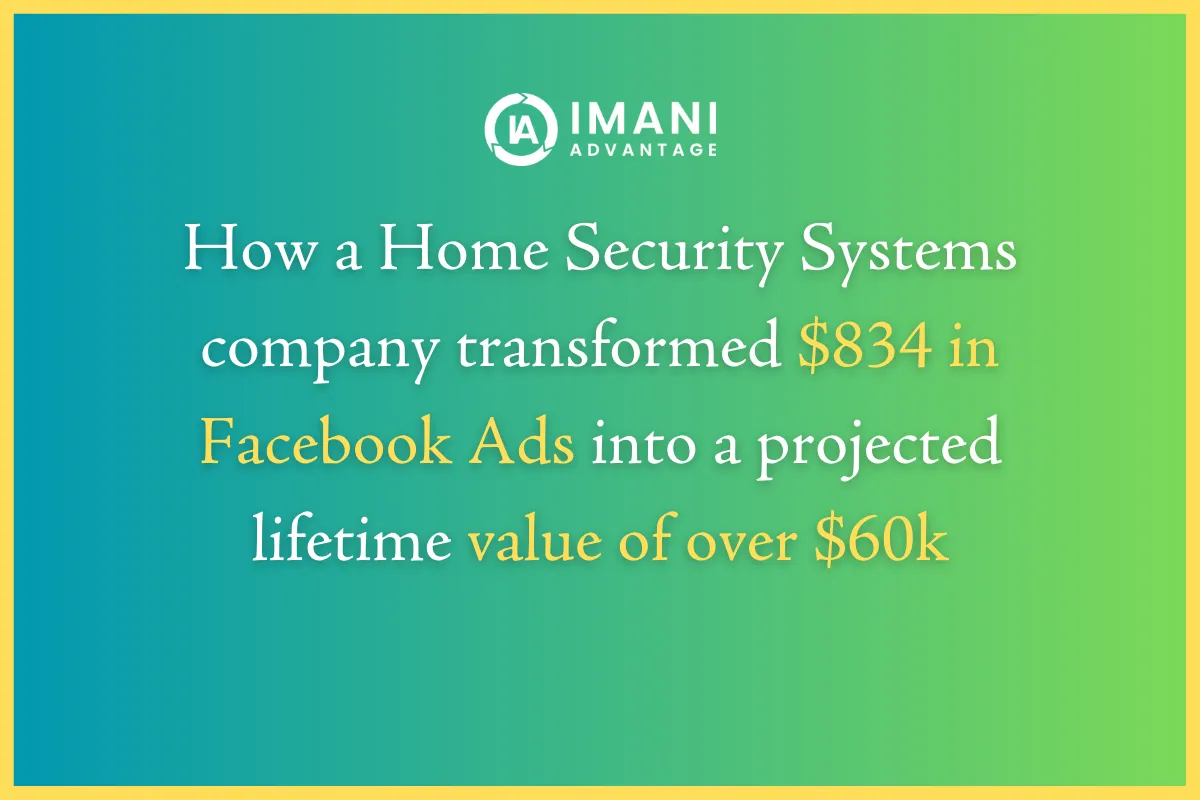 Home Security Systems company transformed $834.12 in Facebook Ads into a projected lifetime value of over $60k