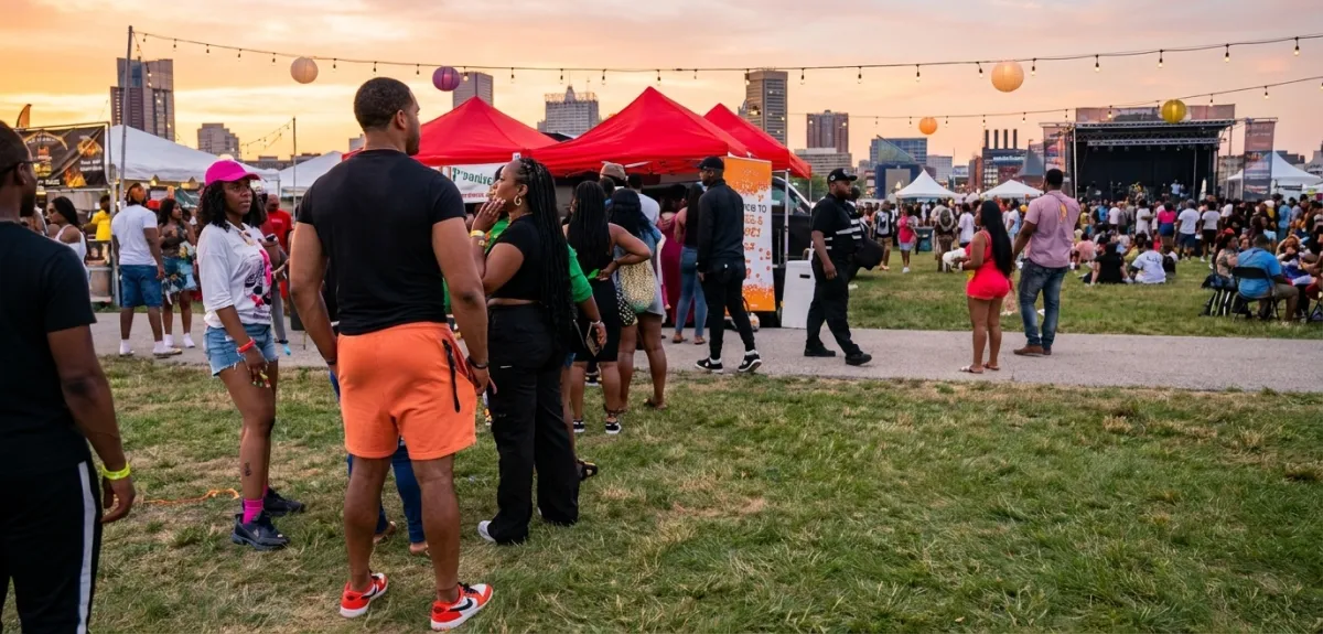 Tastys Temptation food service at a busy outdoor festival with a large crowd