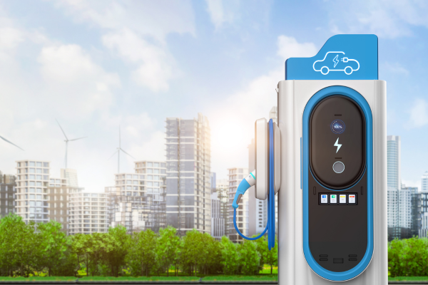 Electric delivery vehicles charging at a commercial fleet depot, representing the divergence between consumer EV market contraction and durable fleet electrification demand in 2026