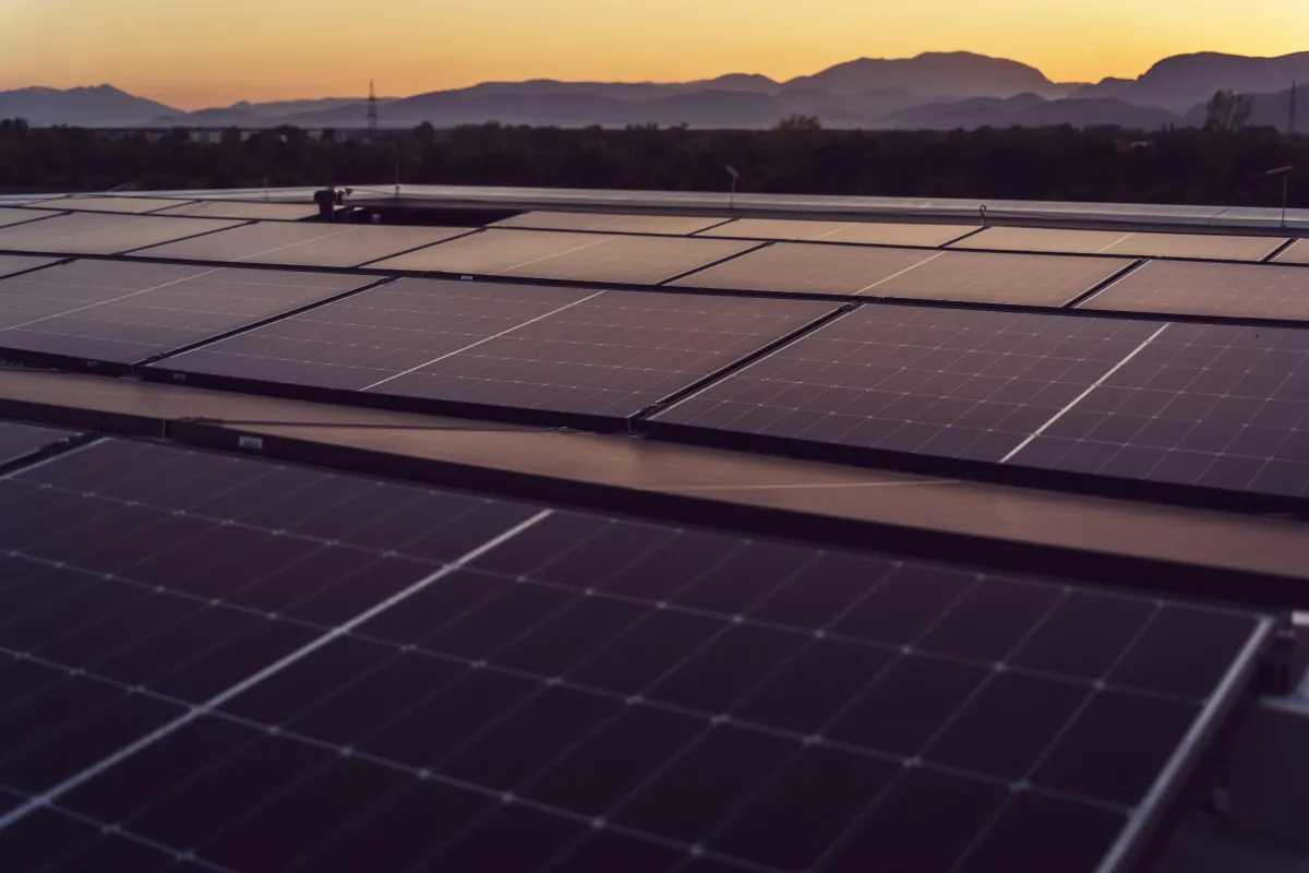 A commercial building with rooftop solar