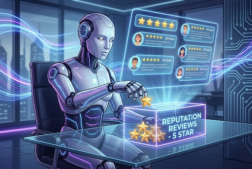 Futuristic man working at his compueter