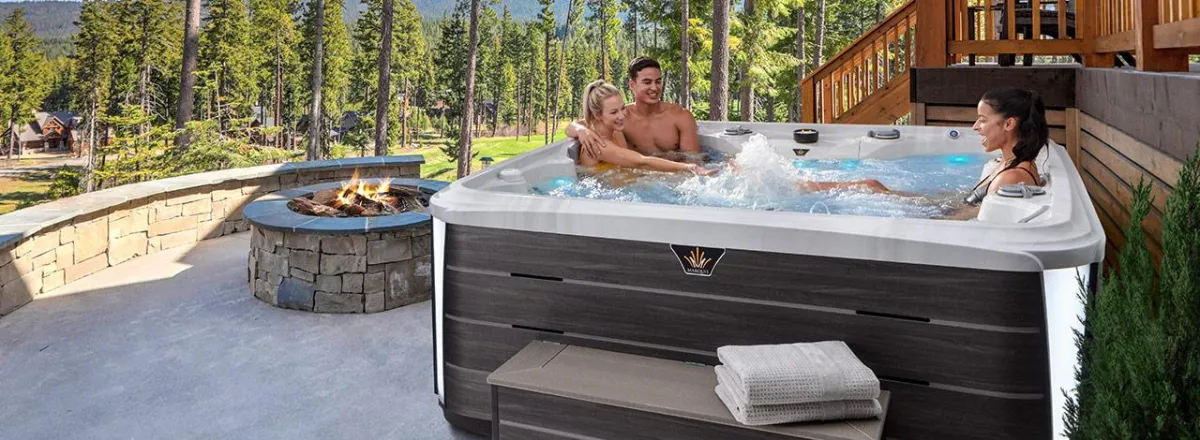 friends enjoying hot tub