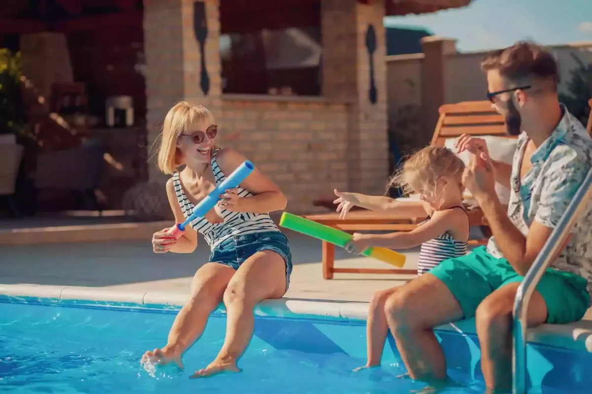 Family enjoying in pool