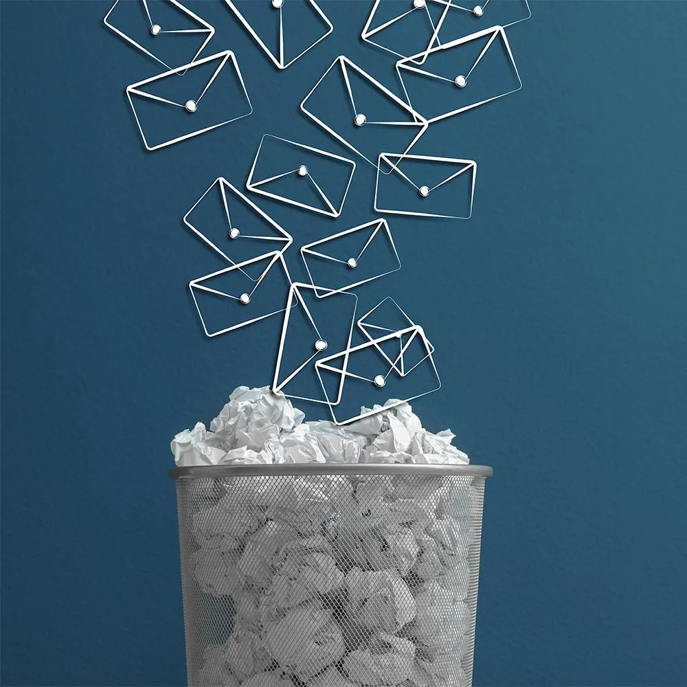 throwing email in the bin