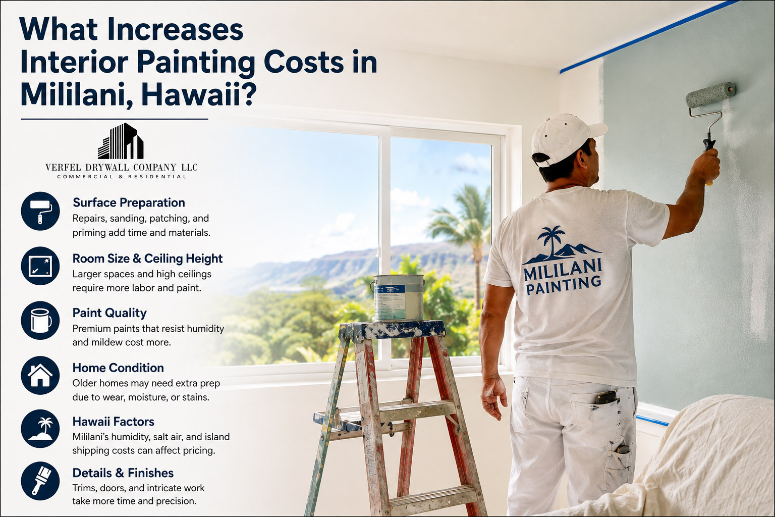 What Increases Interior Painting Costs in Mililani, Hawaii?
