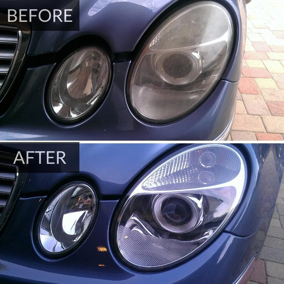 Mercedes Headlight Restoration by Patriot Mobile Bumper Repair