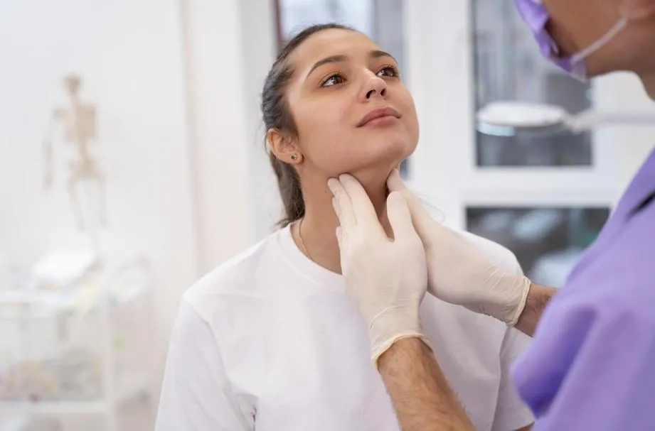 Patient receiving Kybella consultation for double chin reduction as a candidate at LeVogue Med Spa in Temecula.