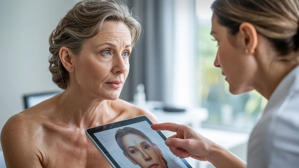 ideal candidate for CO2 laser skin resurfacing with sun damage wrinkles and uneven skin texture consultation