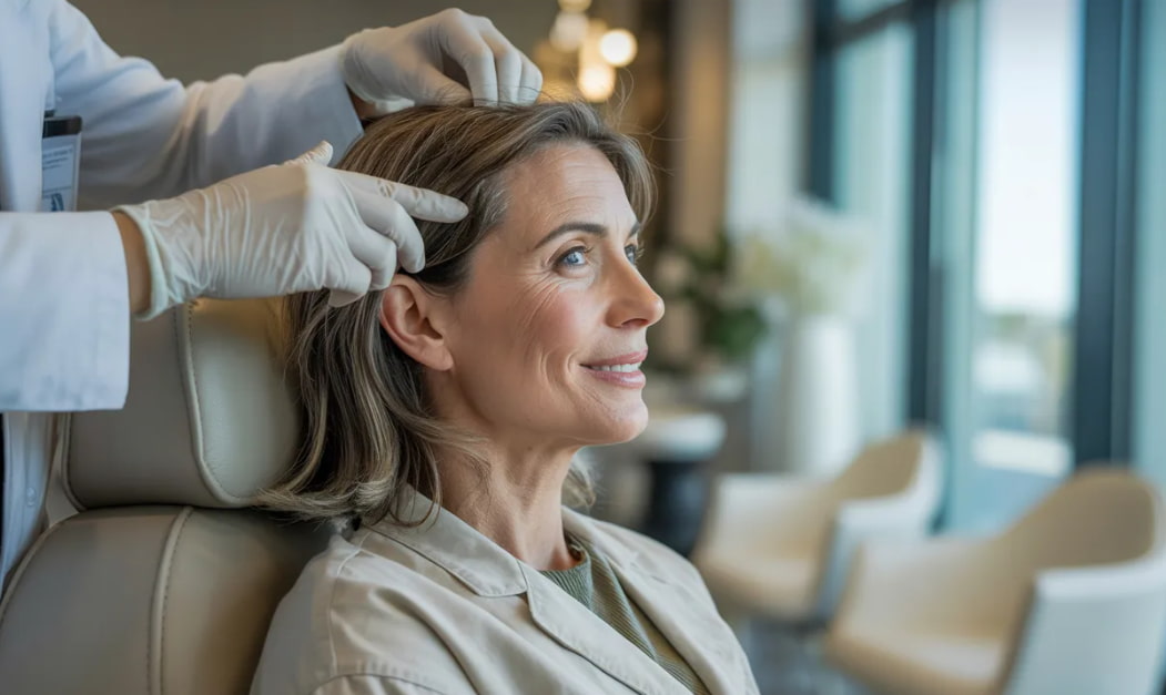 ideal candidate for PRP PRF therapy consultation for skin rejuvenation and early hair thinning evaluation