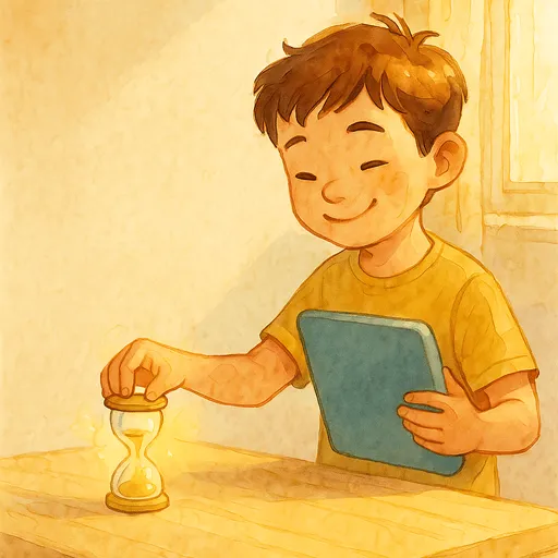 Niño regulando su propio tiempo de pantallas taller