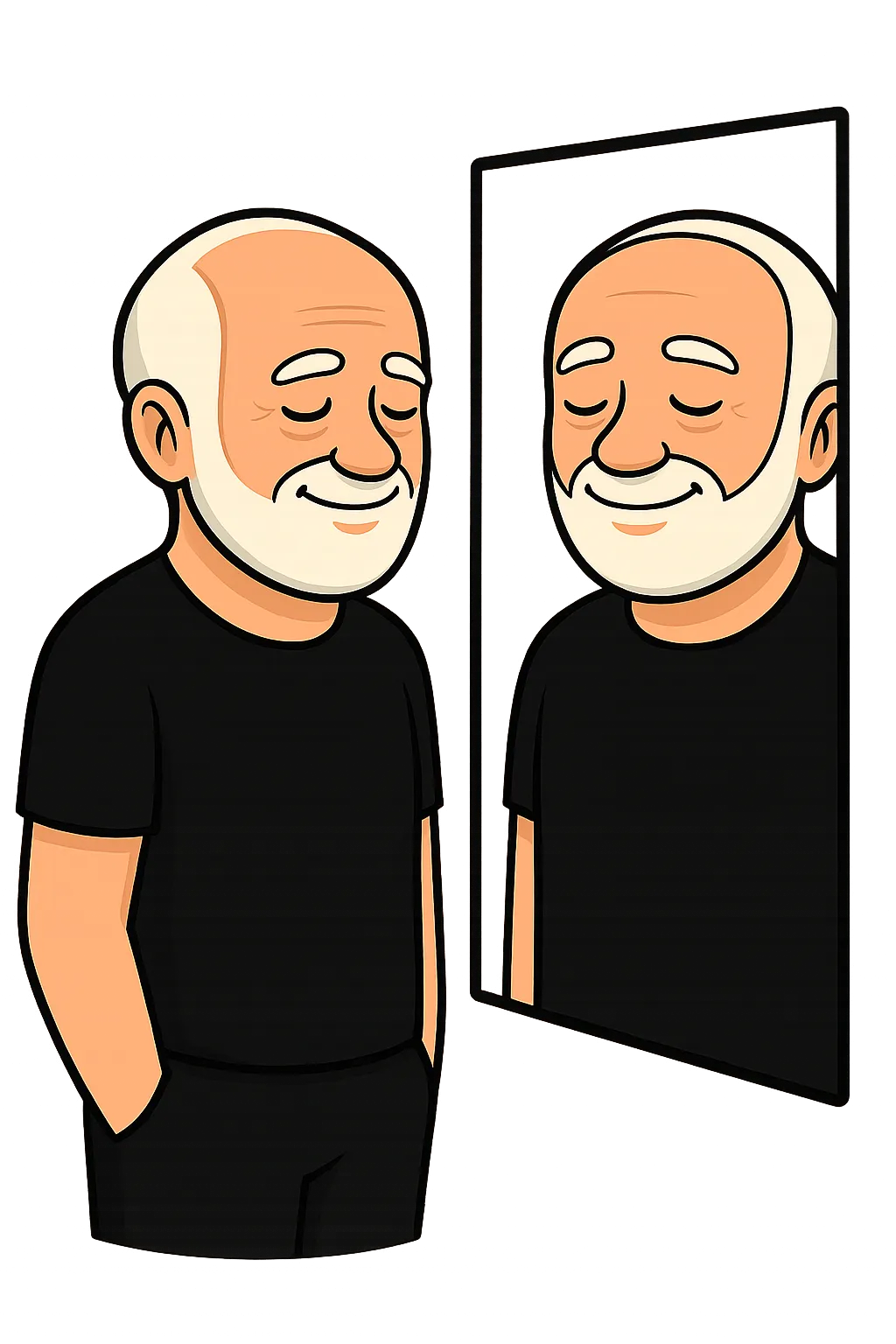 Cartoon Harold Health character looking forward with confident expression, representing personal growth, transformation, and future vision