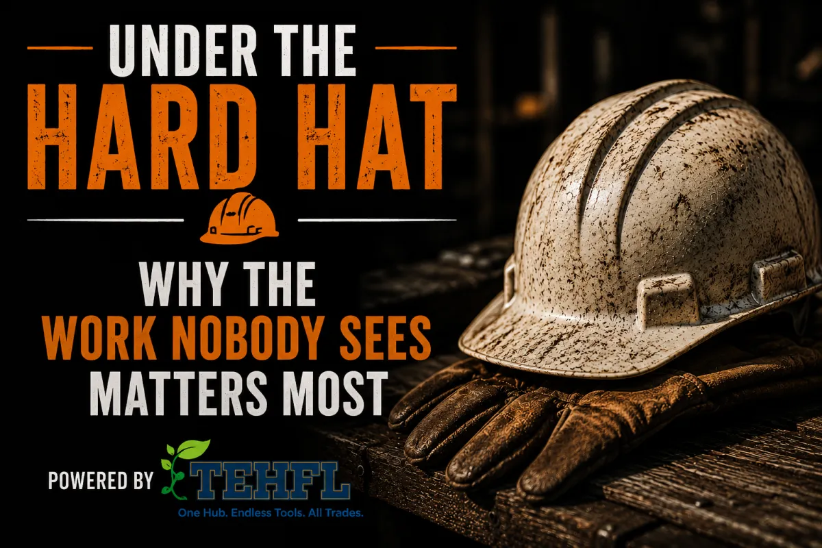 Under the Hard Hat blog discussing unseen pressure, resilience, leadership, burnout, and responsibility in the trades by Eric Chapple powered by TEHFL