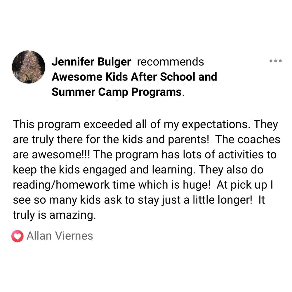 5 Star Review For Awesome Kids! After School & Summer Camp Programs