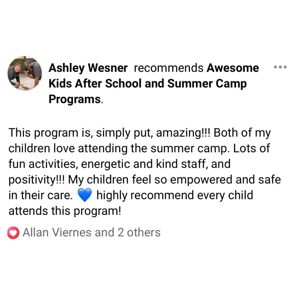 5 Star Reviews For Awesome Kids! After School & Summer Camp Programs