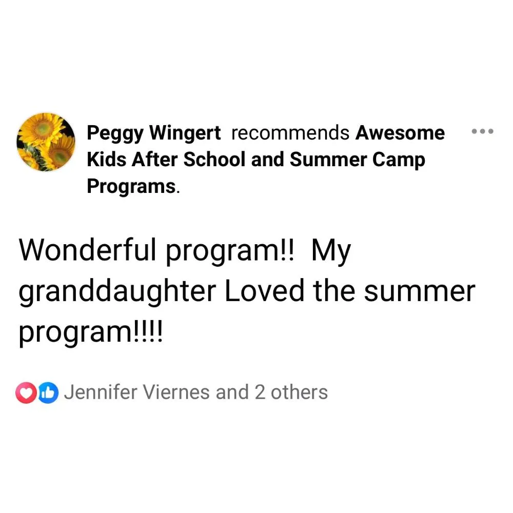 5 Star Review For Awesome Kids! After School & Summer Camp Programs