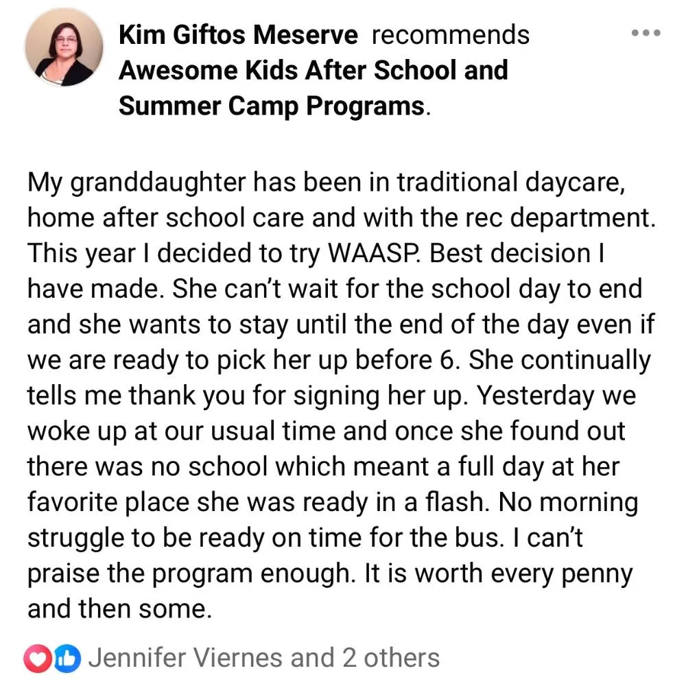 5 Star Review For Awesome Kids! After School & Summer Camp Programs