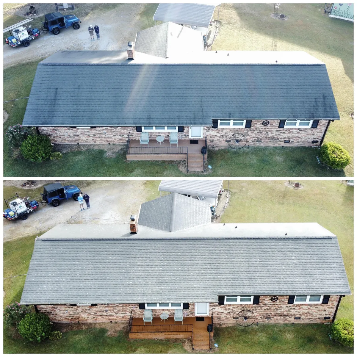 Roof before and after