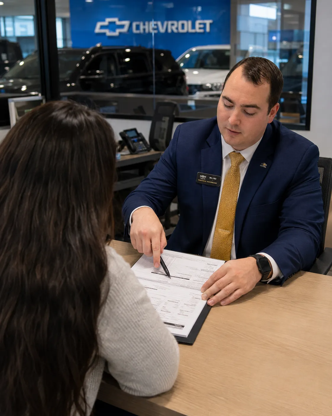 Customer checking trade value offer on phone