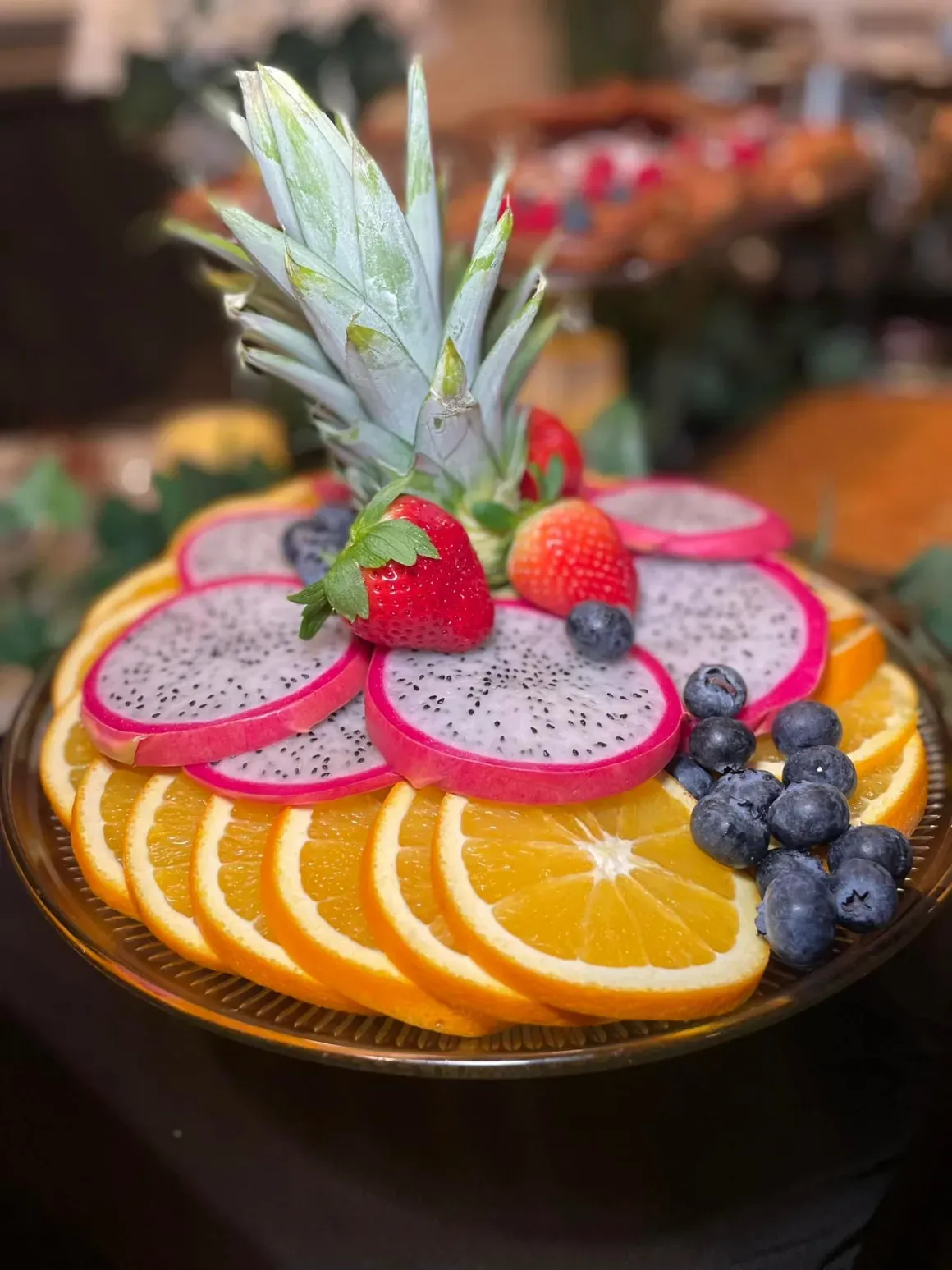Catering event display with fine foods