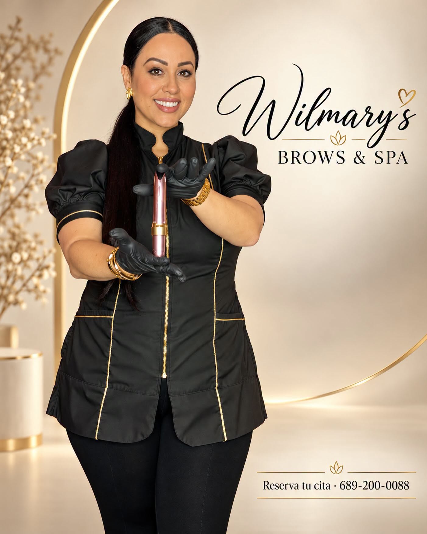 Wilmarys masterclass educator demonstrating micro-pigmentation techniques to academy students in an aesthetic luxury studio setting