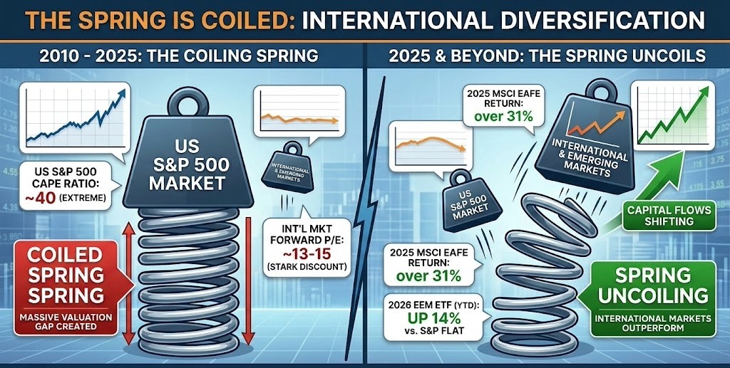Coiled spring with international outperforming US