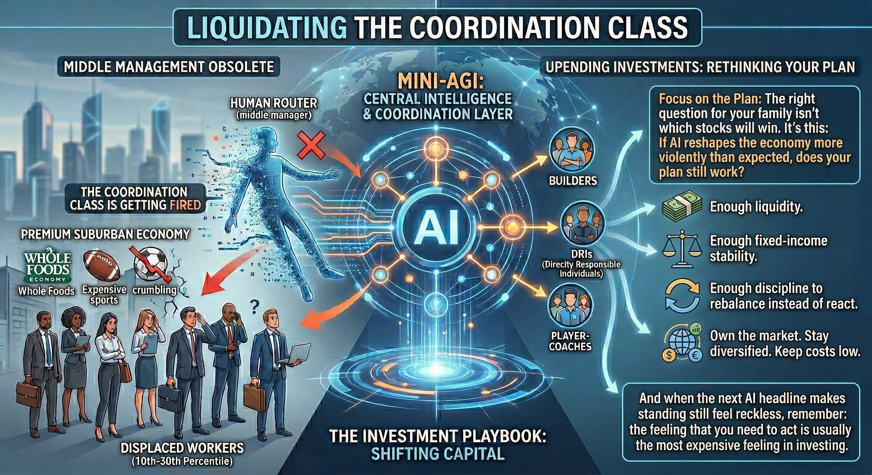 Graphic Showing Fired Workers and AI Taking Their Jobs