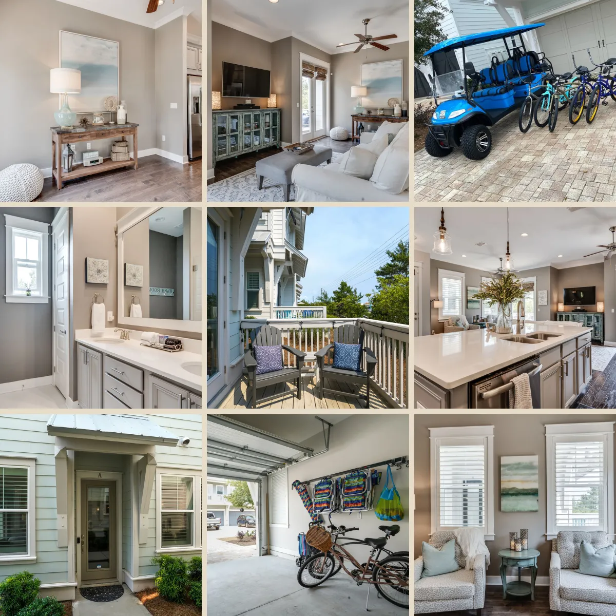 3 beautiful bedrooms, 2.5 baths, 1,800 sq/ft of luxurious space to enjoy while you expore all that 30A has to offer.