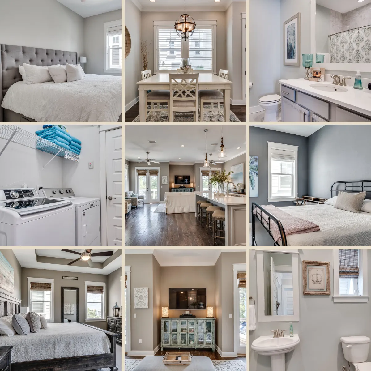 3 beautiful bedrooms, 2.5 baths, 1,800 sq/ft of luxurious space to enjoy while you expore all that 30A has to offer.