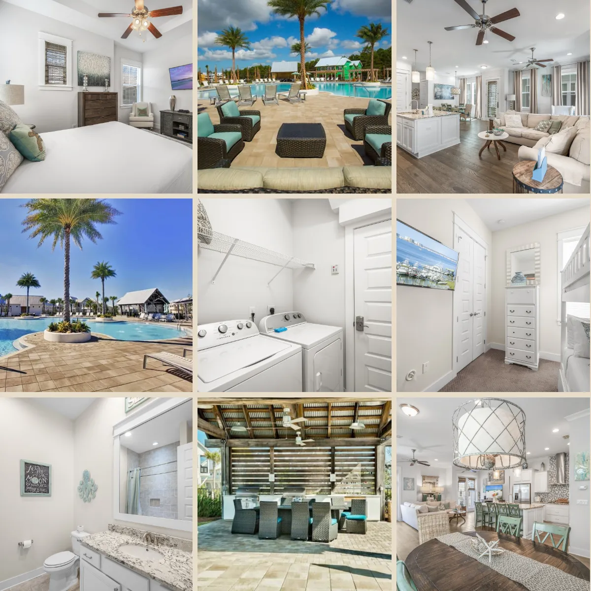 3 beautiful bedrooms, 2.5 baths, 1,800 sq/ft of luxurious space to enjoy while you expore all that 30A has to offer.