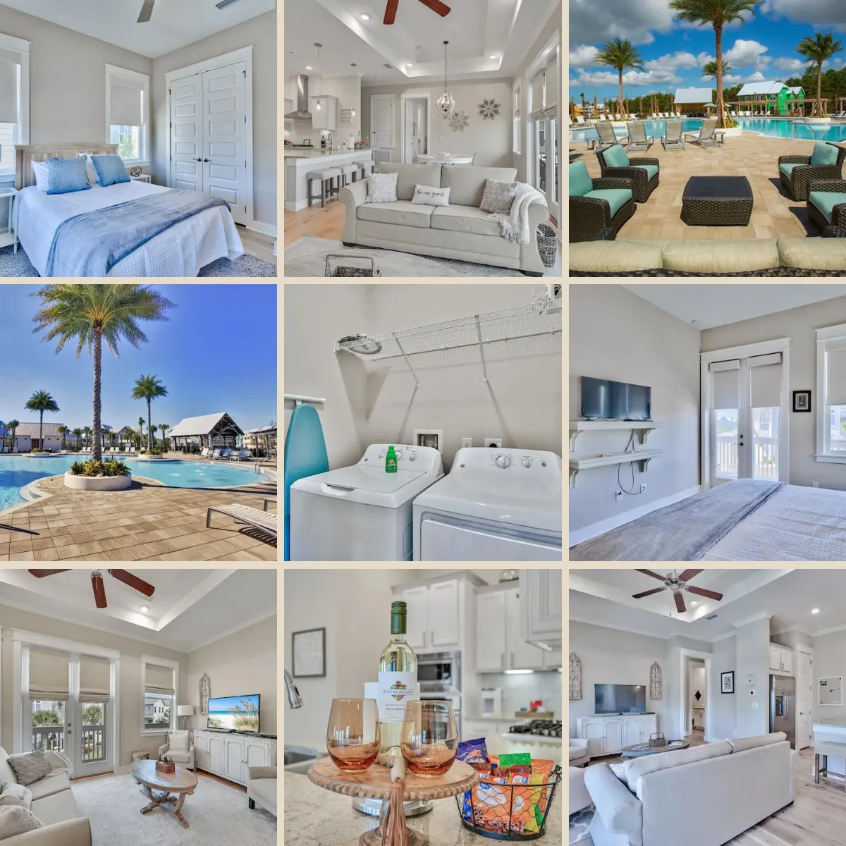 3 beautiful bedrooms, 2.5 baths, 1,800 sq/ft of luxurious space to enjoy while you expore all that 30A has to offer.