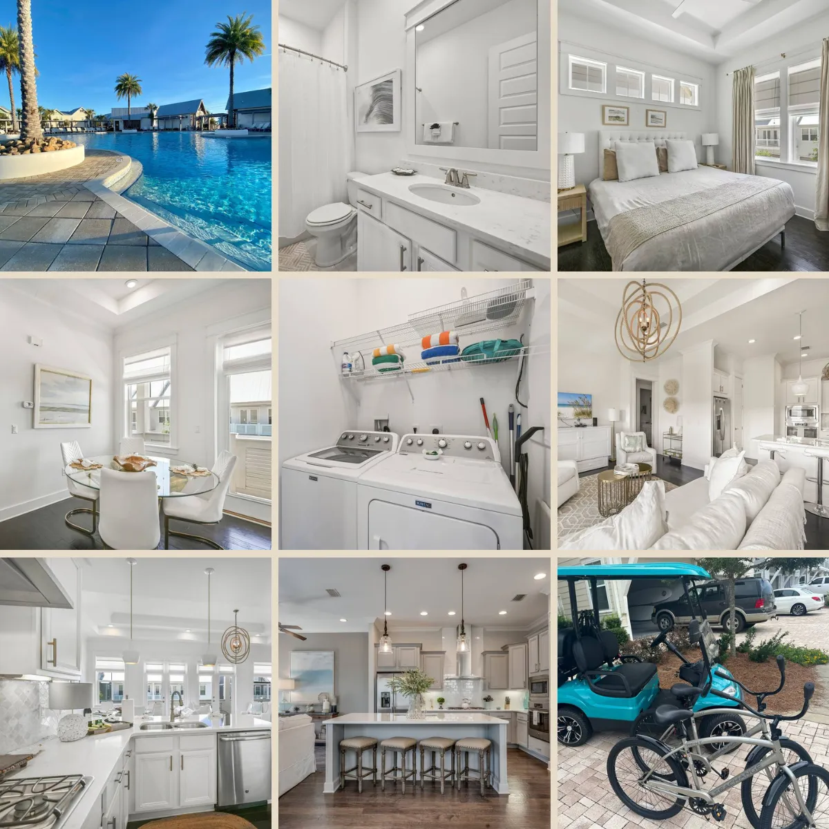 3 beautiful bedrooms, 2.5 baths, 1,800 sq/ft of luxurious space to enjoy while you expore all that 30A has to offer.