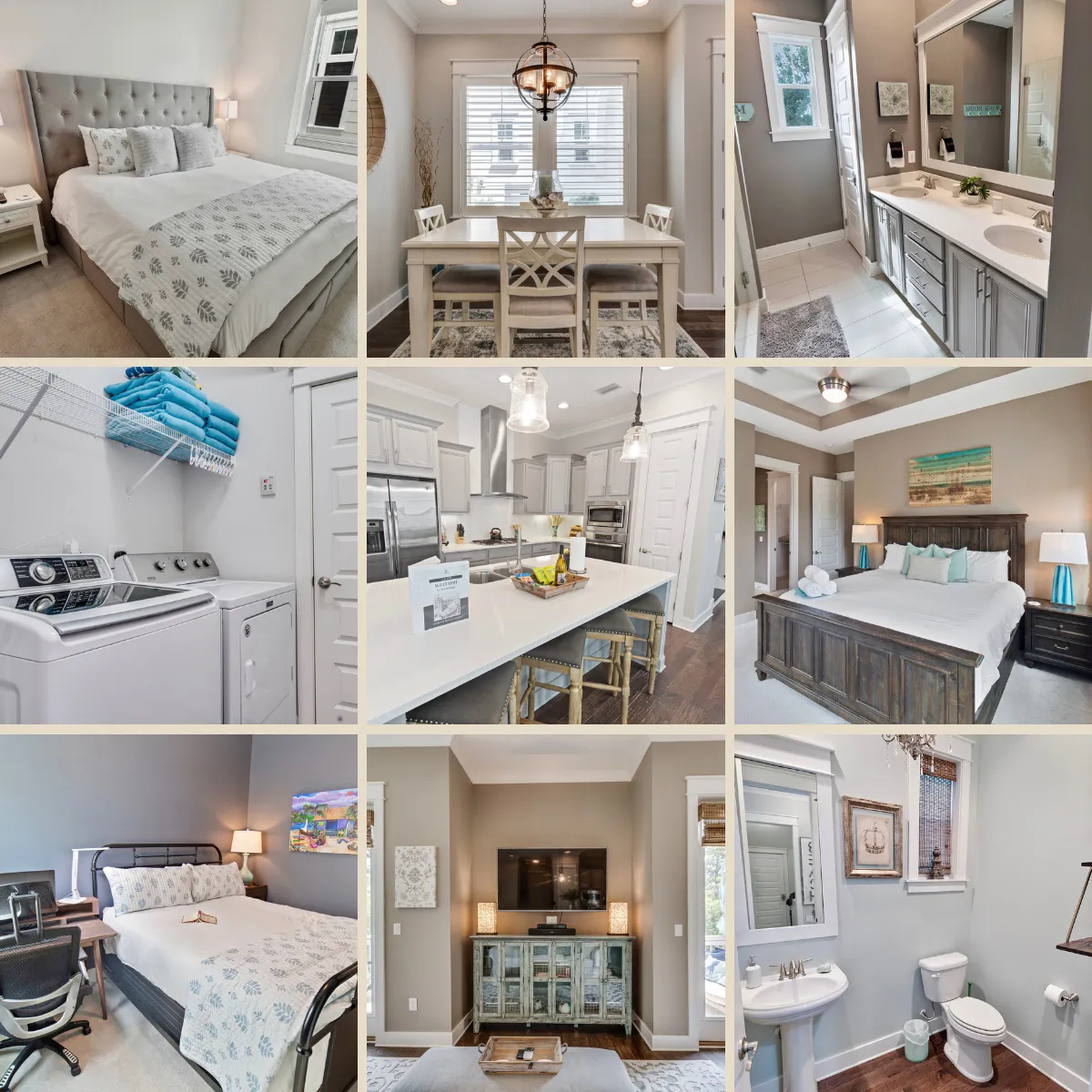 3 beautiful bedrooms, 2.5 baths, 1,800 sq/ft of luxurious space to enjoy while you expore all that 30A has to offer.