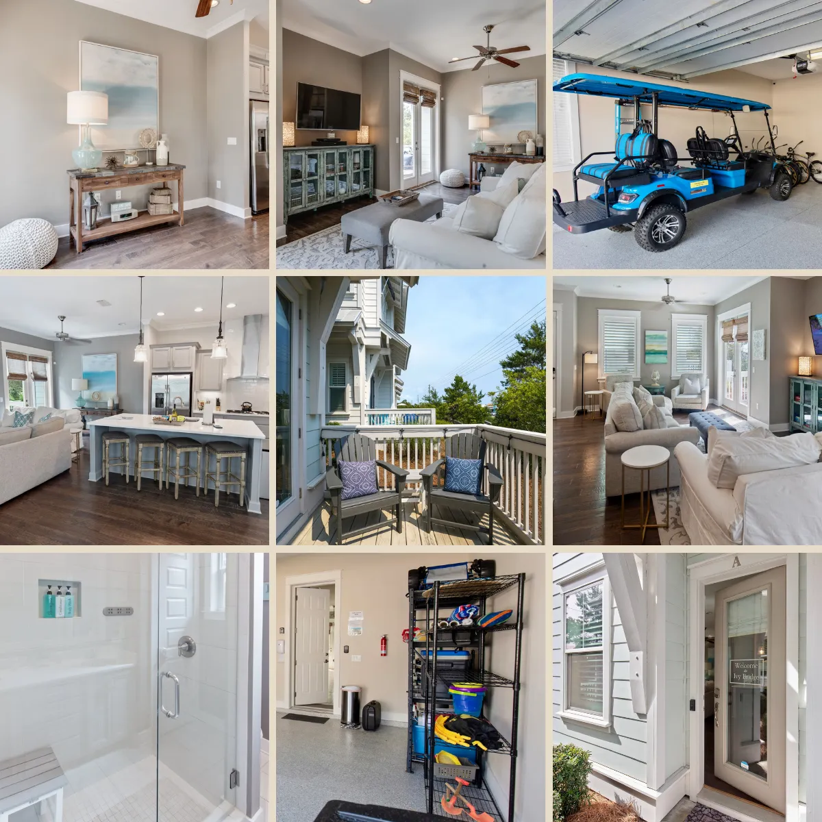 3 beautiful bedrooms, 2.5 baths, 1,800 sq/ft of luxurious space to enjoy while you expore all that 30A has to offer.
