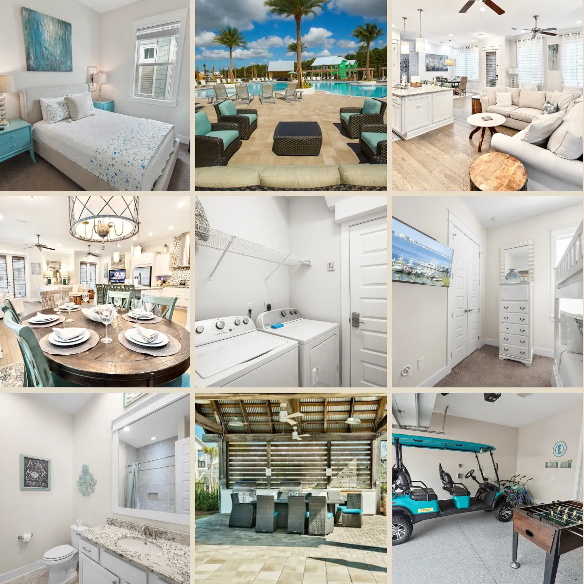 3 beautiful bedrooms, 2.5 baths, 1,800 sq/ft of luxurious space to enjoy while you expore all that 30A has to offer.
