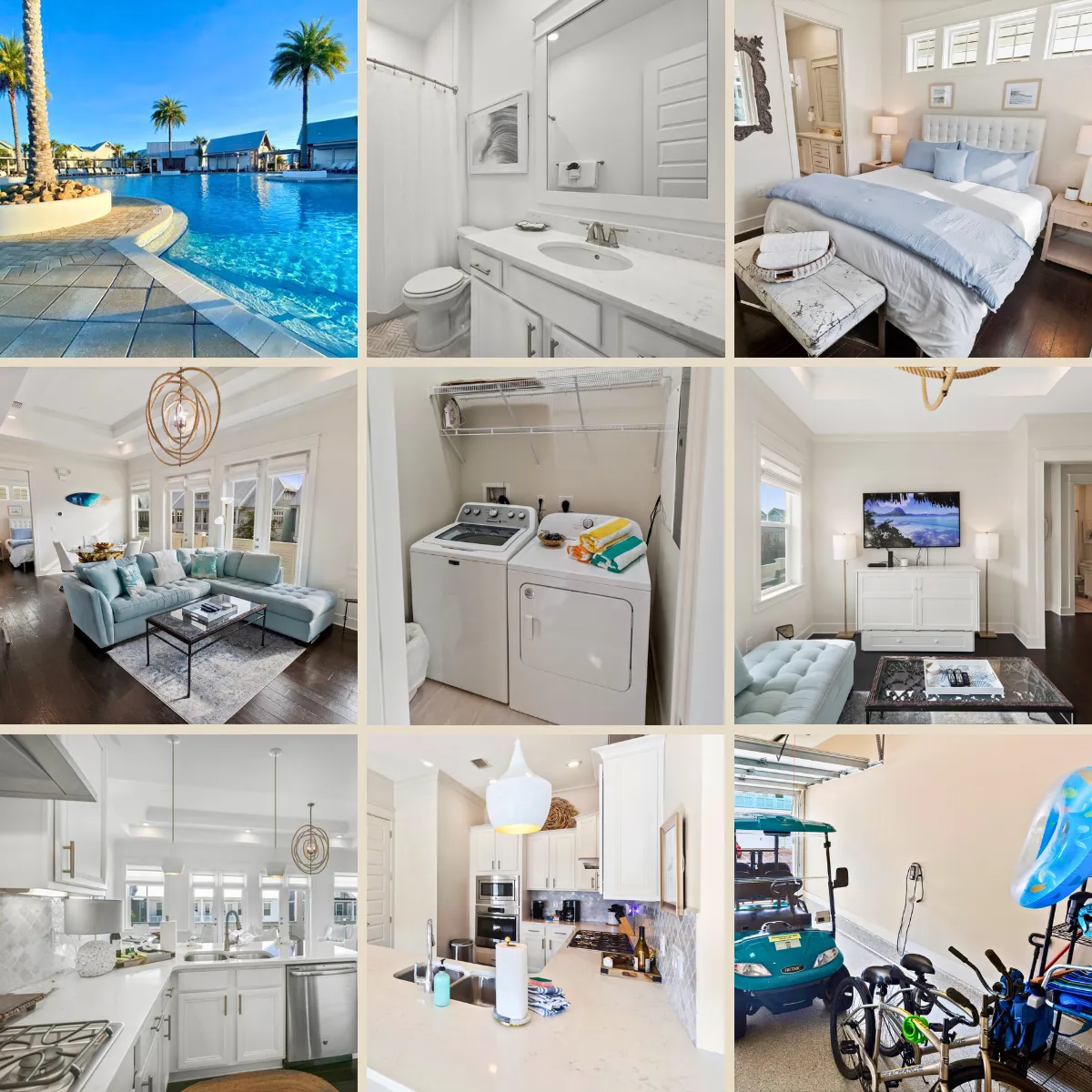 3 beautiful bedrooms, 2.5 baths, 1,800 sq/ft of luxurious space to enjoy while you expore all that 30A has to offer.